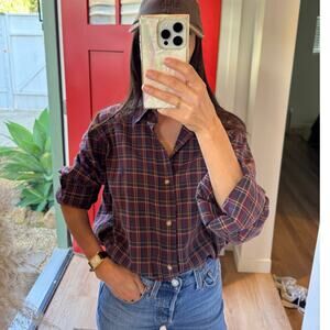 Ralph Lauren Men’s Plum Navy Check Button Up Shirt Size Large